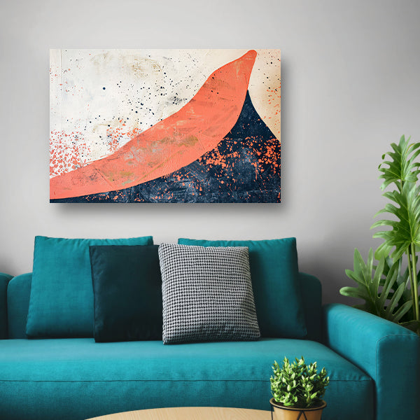 Moderne abstracte schilderij van vulkaanuitbarsting canvas met baklijst