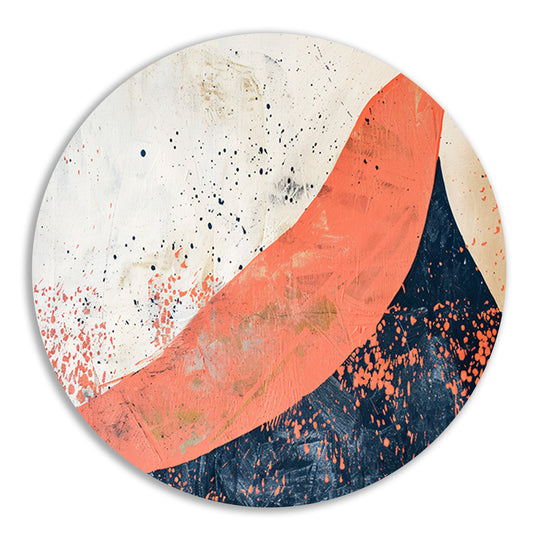Moderne abstracte schilderij van vulkaanuitbarsting aluminium muurcirkel