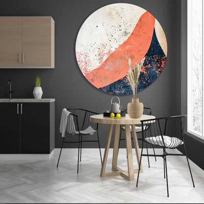 Moderne abstracte schilderij van vulkaanuitbarsting aluminium muurcirkel