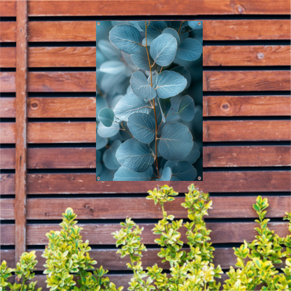 Minimalistische Weergave van Blauwe Eucalyptus Bladeren tuinposter