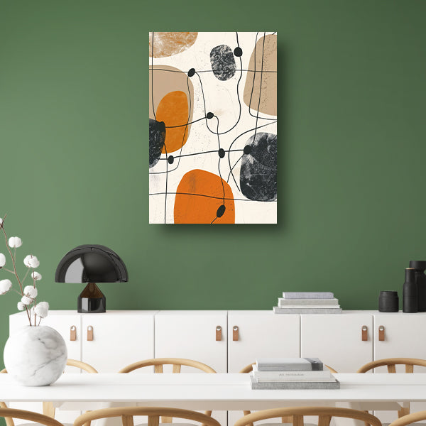 Abstract compositie met organische vormen en lijnen. canvas