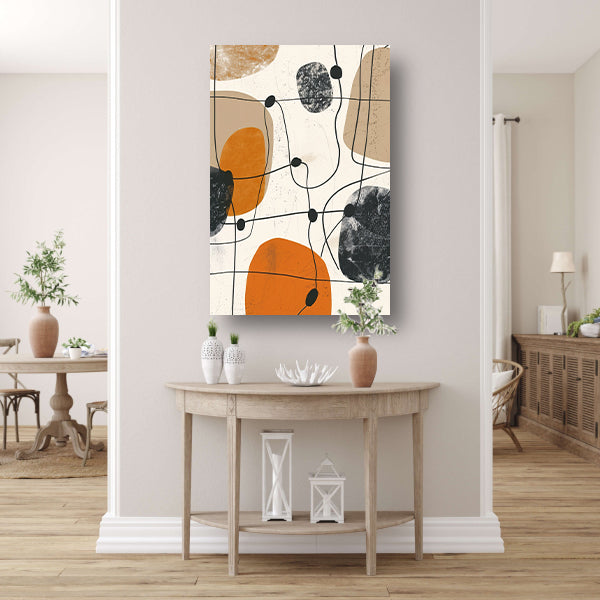 Abstract compositie met organische vormen en lijnen. canvas