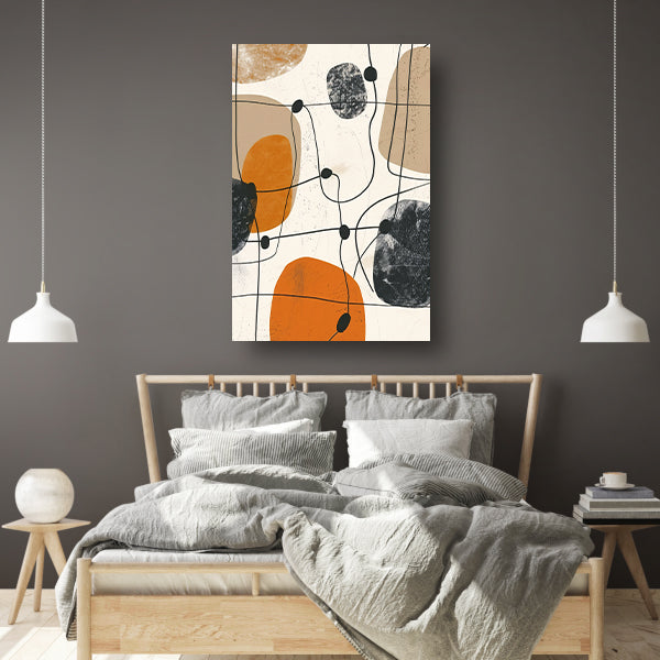 Abstract compositie met organische vormen en lijnen. canvas