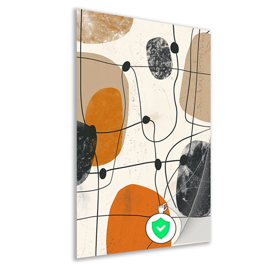 Abstract compositie met organische vormen en lijnen. poster