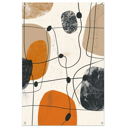Abstract compositie met organische vormen en lijnen. tuinposter