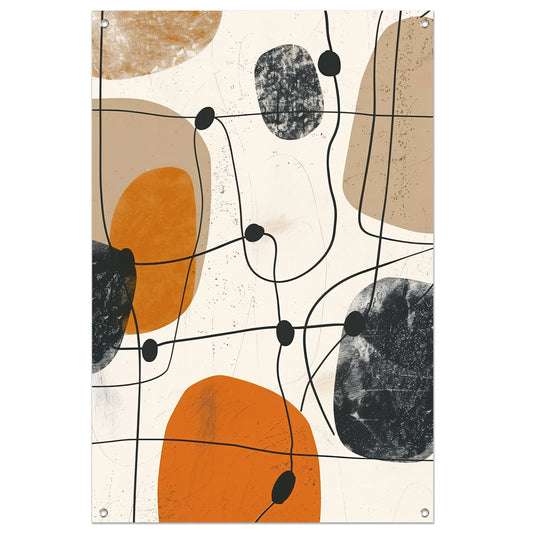 Abstract compositie met organische vormen en lijnen. tuinposter