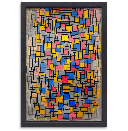 Compositie - Piet Mondriaan canvas met baklijst