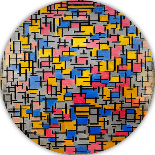 Compositie - Piet Mondriaan aluminium muurcirkel