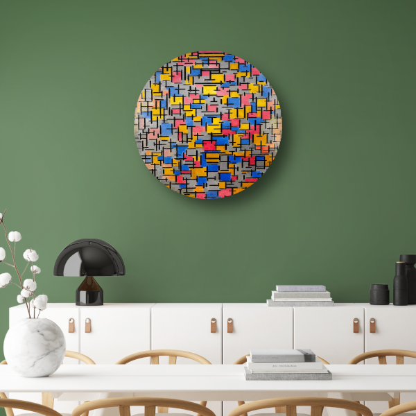 Compositie - Piet Mondriaan aluminium muurcirkel