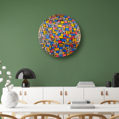 Compositie - Piet Mondriaan aluminium muurcirkel