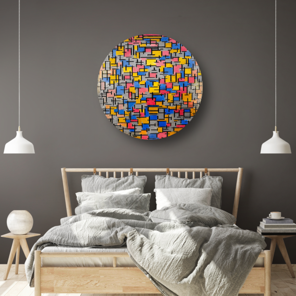 Compositie - Piet Mondriaan aluminium muurcirkel