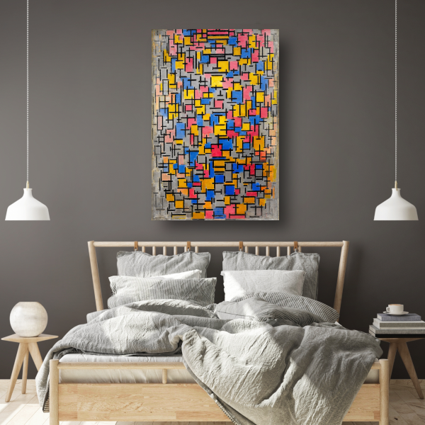 Compositie - Piet Mondriaan canvas met baklijst