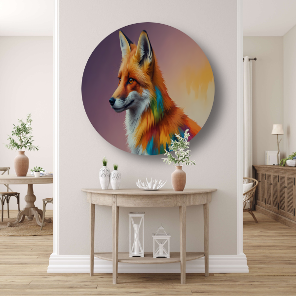 Kleurrijke Abstracte Vos in Moderne Kunst forex muurcirkel