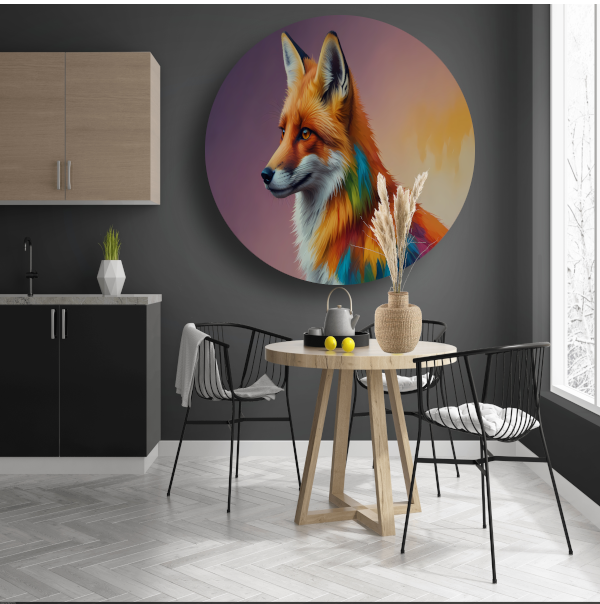 Kleurrijke Abstracte Vos in Moderne Kunst forex muurcirkel