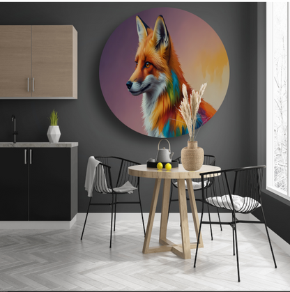 Kleurrijke Abstracte Vos in Moderne Kunst forex muurcirkel