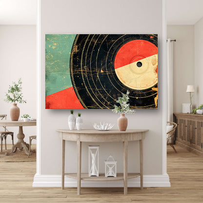Abstracte retro vinyl kunst met patronen  canvas