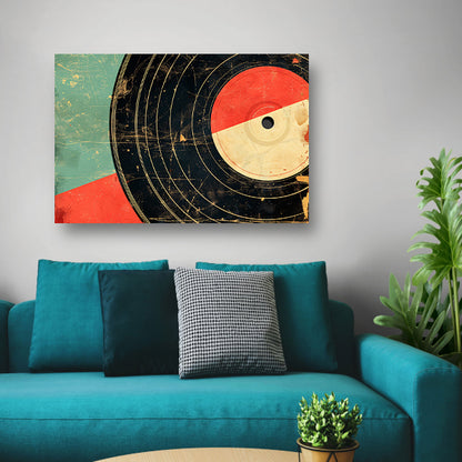 Abstracte retro vinyl kunst met patronen  canvas