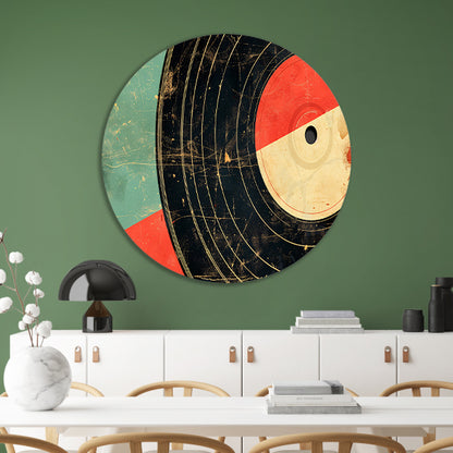 Abstracte retro vinyl kunst met patronen   forex muurcirkel