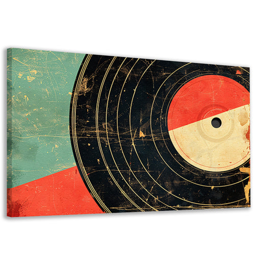Abstracte retro vinyl kunst met patronen  canvas