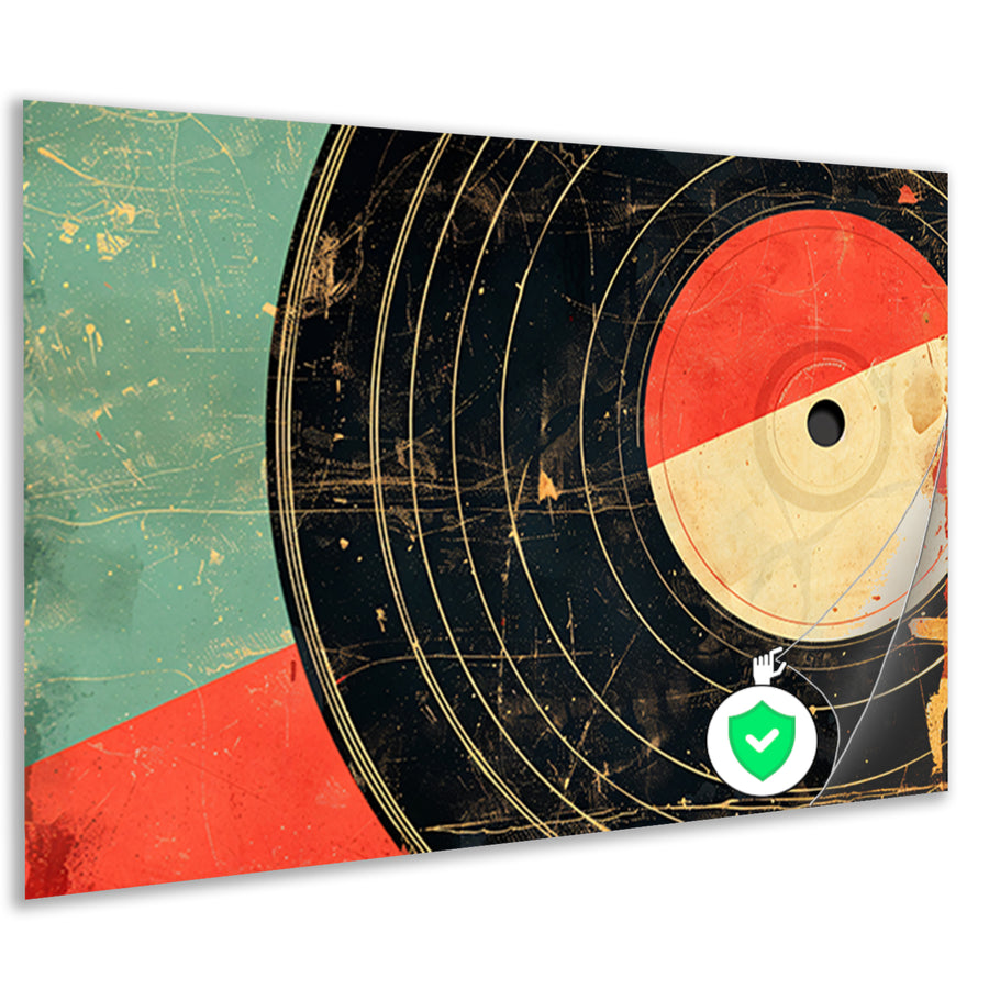 Abstracte retro vinyl kunst met patronen   poster