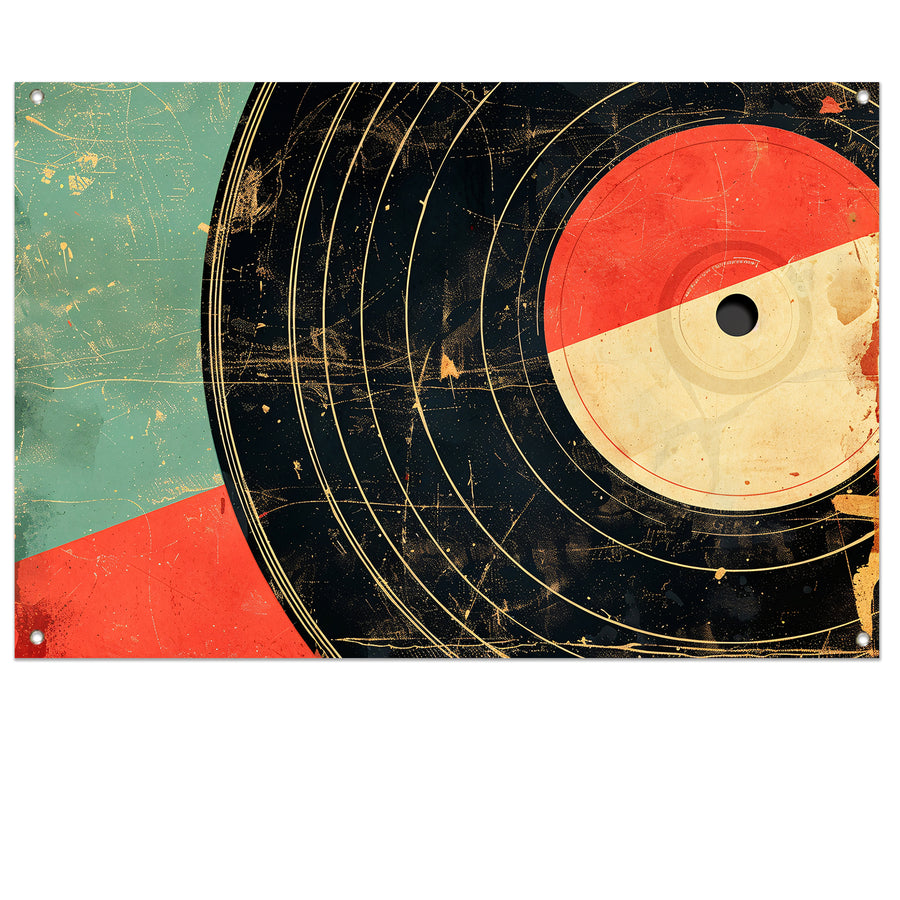 Abstracte retro vinyl kunst met patronen   tuinposter