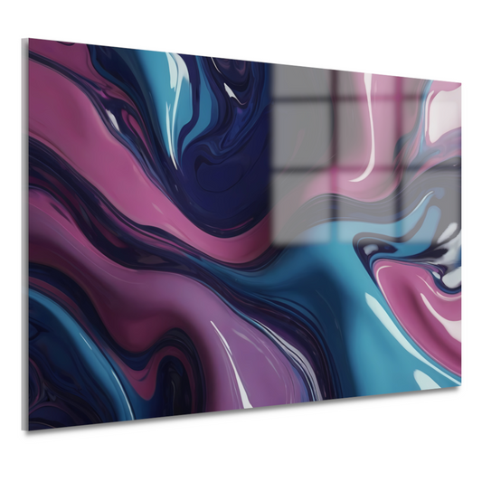 Dynamisch abstract kleurenspel in vloeistof acrylglas