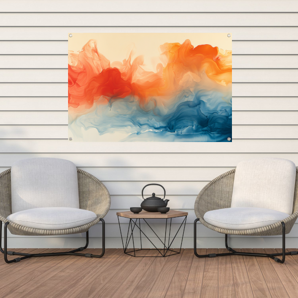 Abstract kunstwerk met levendige kleurencombinatie tuinposter