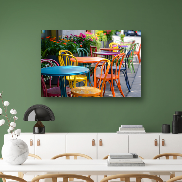 Kleurrijke minimalistische meubels canvas met baklijst