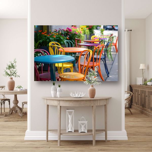 Kleurrijke minimalistische meubels canvas met baklijst