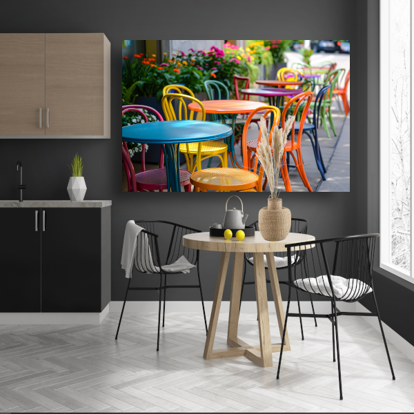 Kleurrijke minimalistische meubels canvas met baklijst