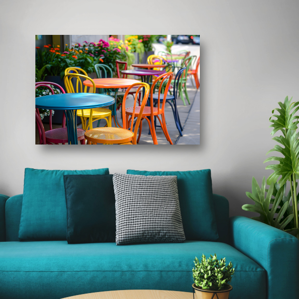 Kleurrijke minimalistische meubels canvas met baklijst