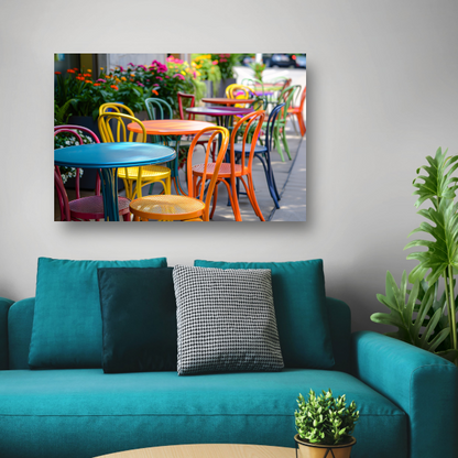 Kleurrijke minimalistische meubels canvas met baklijst