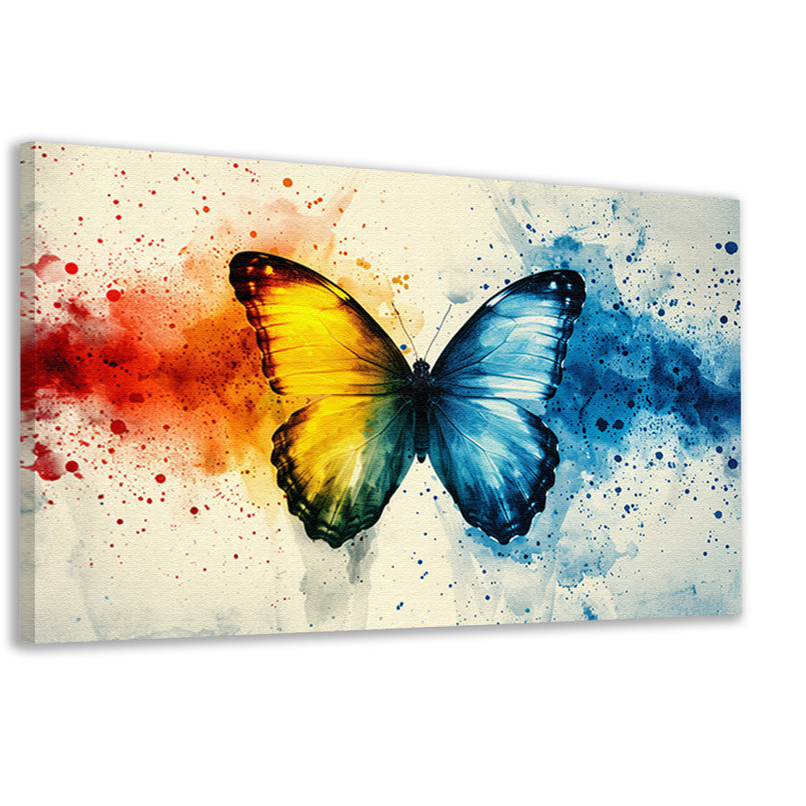 Kleurrijke vlinder met abstracte achtergrond canvas
