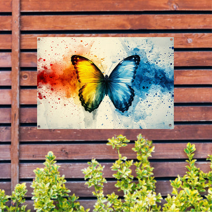 Kleurrijke vlinder met abstracte achtergrond tuinposter