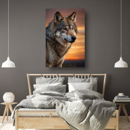 Majestueuze wolf bij prachtige zonsondergang acrylglas