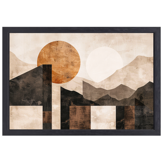 Stedelijke Skyline in Minimalistische Tinten canvas met baklijst