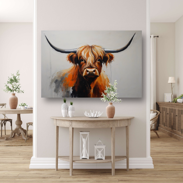 Majestic Highland Cow in Artistic Realism acrylglas