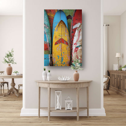Verweerde Surfplanken in Levendige Kleuren poster