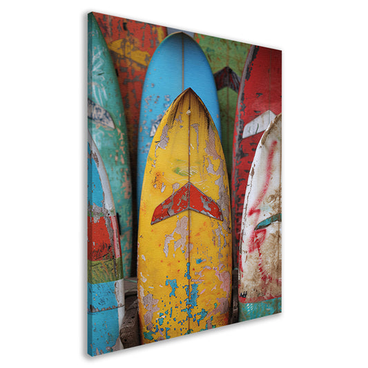 Verweerde Surfplanken in Levendige Kleuren canvas