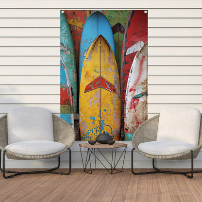 Verweerde Surfplanken in Levendige Kleuren tuinposter