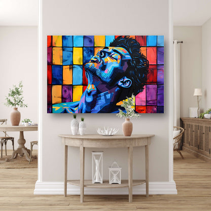 Kleurrijk popart portret van een man acrylglas