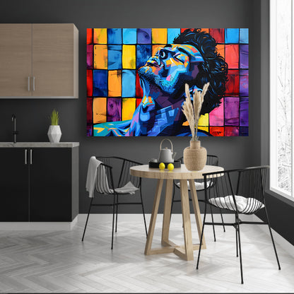 Kleurrijk popart portret van een man acrylglas