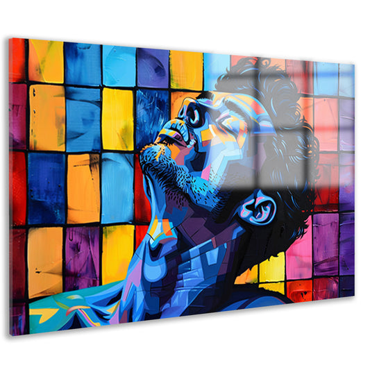 Kleurrijk popart portret van een man acrylglas
