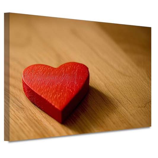 Eenvoudig Rood Hart op Houten Ondergrond canvas