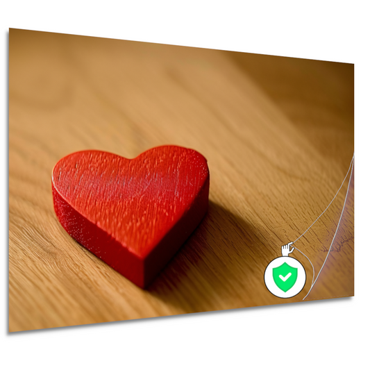 Eenvoudig Rood Hart op Houten Ondergrond poster