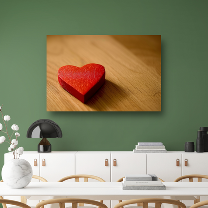 Eenvoudig Rood Hart op Houten Ondergrond canvas
