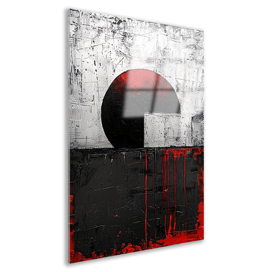 Abstract schilderij met cirkel en verfstrepen acrylglas