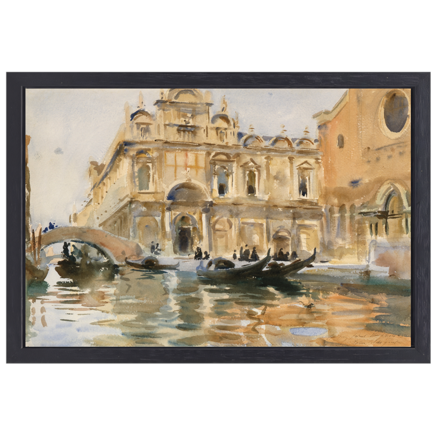 Rio dei Mendicanti, Venetië - John Singer Sargent canvas met baklijst