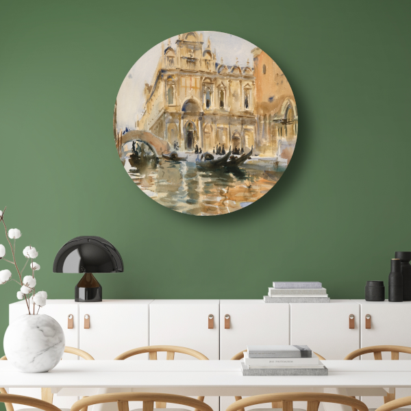 Rio dei Mendicanti, Venetië - John Singer Sargent aluminium muurcirkel