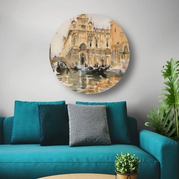 Rio dei Mendicanti, Venetië - John Singer Sargent aluminium muurcirkel